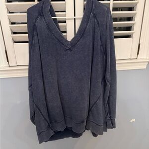 Aerie Navy V-Neck Sweatshirt